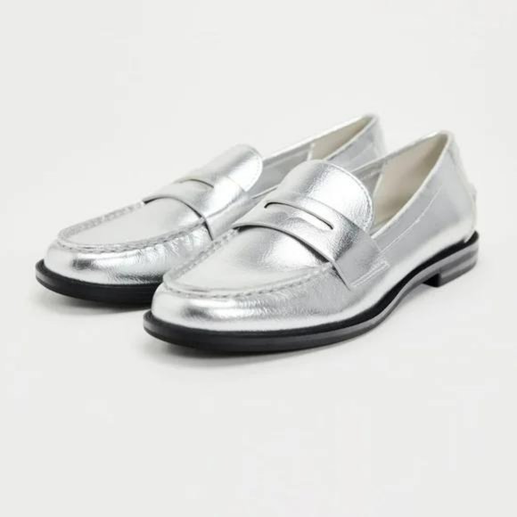 ZARA METALLIC LOAFERS - Picture 1 of 7